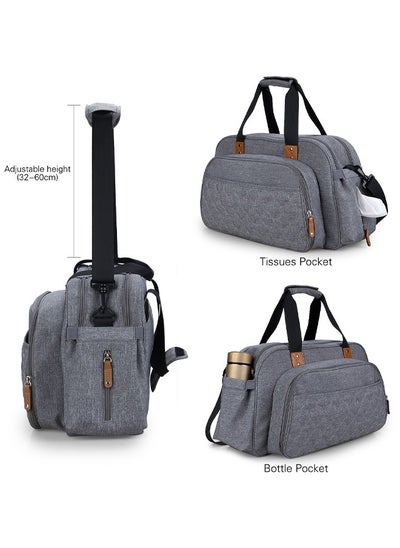 Buy Grey Multi-Functional Mummy Bag Diaper Bag Crib Combo in Saudi Arabia