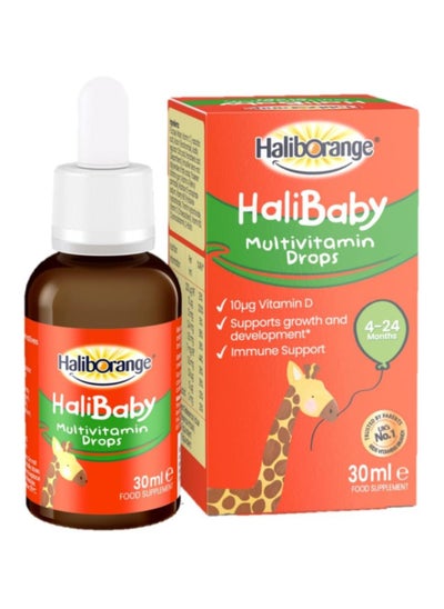 اشتري Halibaby Oral Multivitamin Drops 30ml Infant Liquid Supplement Vitamin A Vitamin D Vitamin C Supports Immune System, Bone Health Easy to Administer Dropper Bottle في السعودية