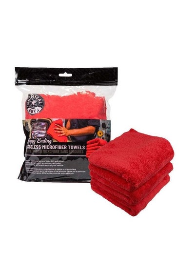 Buy Chemical Guys MIC34103 Happy Ending Edgeless Microfiber Towel, Red (16 in. x 16 in.) (Pack of 3) in UAE