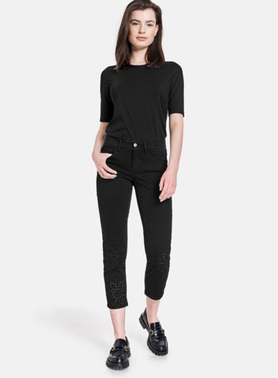 Buy 7/8-length jeans with broderie anglaise, Skinny TS Black in Egypt
