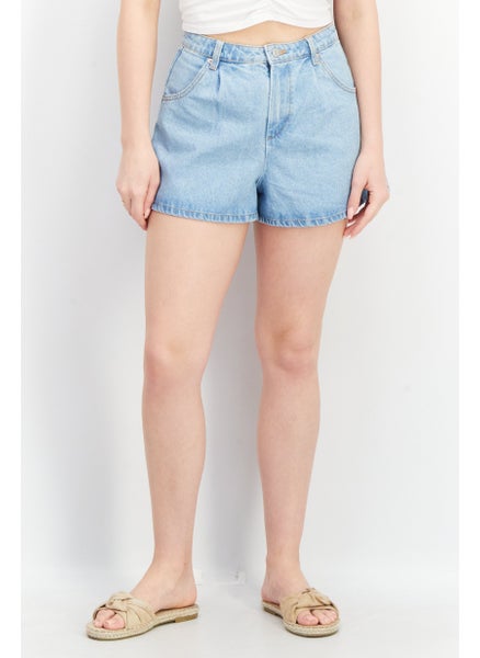 Buy Women Washed Denim Shorts, Blue in UAE