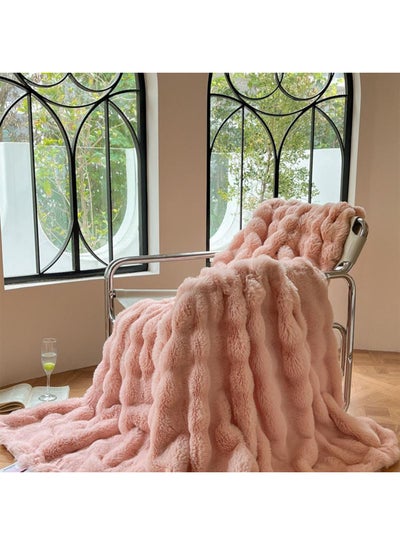 Buy Luxury Plush Throw Blanket Super Soft Cozy Fuzzy Blanket Faux Rabbit Fur Blanket Lightweight Blanket in UAE