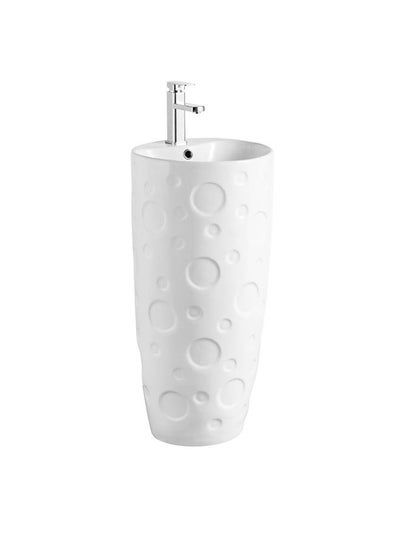 Buy Sira Decorative Basin Ceramic Wash Basin Sink For Bathroom, Commercial Lavatories, L 40 x W 40 x H 81 Cm White in UAE