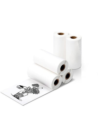 Buy 5 Roll Mini Printer HD Photo Paper, 30 * 57mm Thermal Paper White Self-Adhesive for PeriPage A6 Portable Bluetooth Pocket Mobile Printer and other Portable Thermal Printer in Saudi Arabia