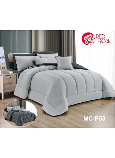 Buy Double quilt set, two-sided mattress, consisting of 8 pieces, microfiber, comforter size 240 by 260 cm in Saudi Arabia