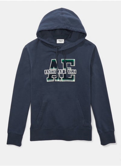 Buy AE Plaid Applique Graphic Hoodie in Egypt