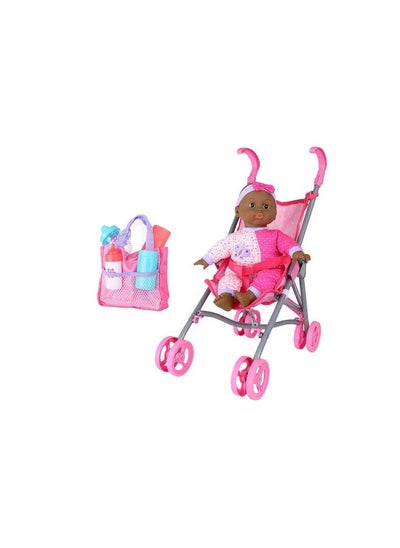 Buy Dream Collections 14Baby Doll With Stroller Set African American In Gift Box in UAE