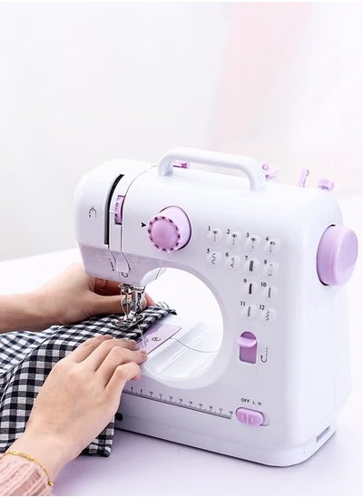 Buy Electric Sewing Machine, 12-Needle Two-Way Household Portable Sewing Machine for Sewing Clothing, Overlocking, Buttonholes in UAE