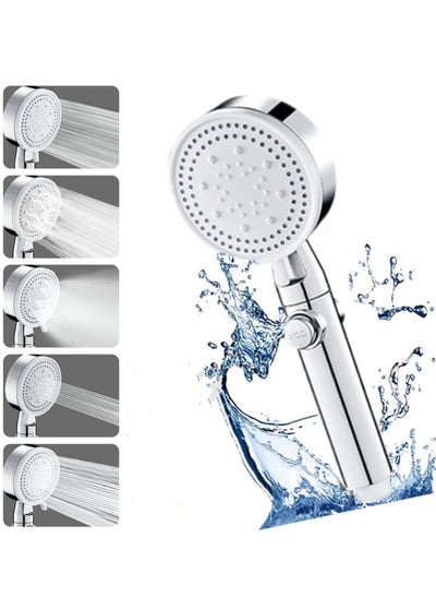 Buy High Pressure Shower Head, Water Saving Hand Shower, 5 Jet Types for Bathing and Spa Handheld Shower Head(Silver) in Saudi Arabia