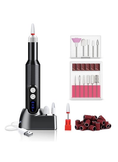 اشتري Cordless Nail Drill for Gel Manicures, Professional Electric Nail File for Salon and Home (Black) في السعودية