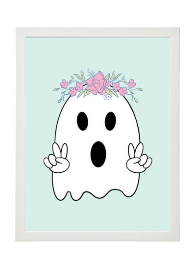 Buy Halloween Cute Ghost Framed Poster 30x40cm - Spooky Halloween Wall Art Decor for Kids' Rooms, Home, Nursery, or Party - Trick or Treat Halloween Decoration Gift in UAE