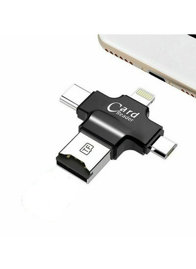 Buy 4 In 1 USB Otg Tf Micro Sd Card Reader Black in UAE