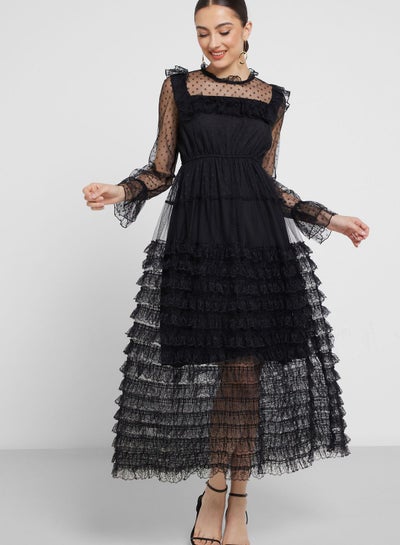 Buy Tiered Detail Chiffon Dress in UAE