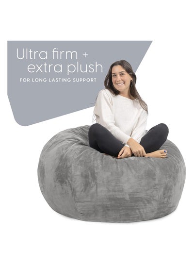 Buy COMFY CLASSIC ADULT GREY VELVET BEAN BAG WITH VIRGIN BEANS FILLING 7 in UAE