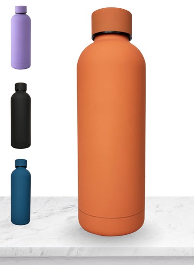 Buy Water Bottle, Flask, Tumbler Double Wall Vacuum Insulated Stainless Steel 500 ML/17 OZ, Leakproof, BPA Free, keeps drinks cold or hot, perfect for school, office, gym and sports drinks (Matte Orange) in UAE