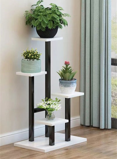 Buy Flowers Pot Plant Flower Display Stand Painted Steel White/Black 83 x 35 x 23 Centimeter in UAE