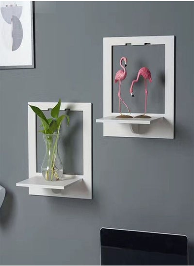 اشتري 2 Piece Wall Shelf Punch Free Bedside Display Stand Flower Pot Holder في الامارات