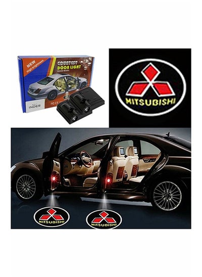 Buy 2-Piece LED Car Door Mitsubishi Logo Projector Shadow Light Set in Saudi Arabia