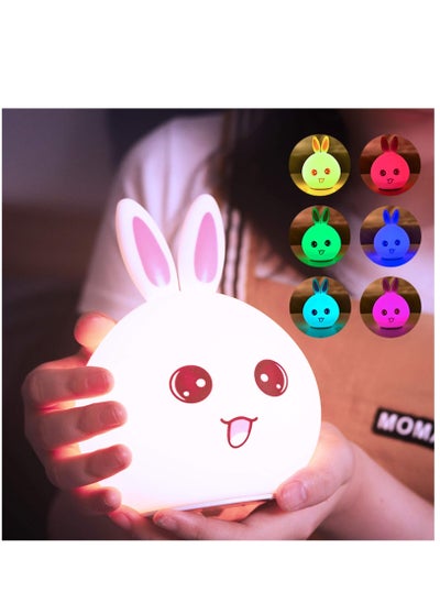 اشتري Bunny Night Lights Soft Silicone bunny lamp Toddler Night Light Nursery Lamp Luminous Animal Touch Sensor Control Lamp في الامارات