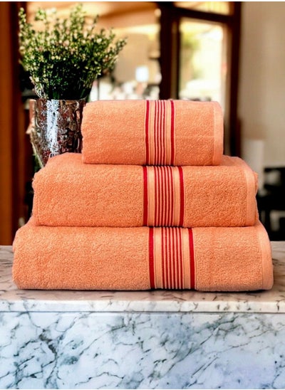 Buy Shiny Collection 450GSM Bath Towels Set of 3 - Bath Sheet (80x160) - Bath Towel (70x140) - Face Towel (50x90) Quick Dry, Max Absorbent - T Red in Saudi Arabia