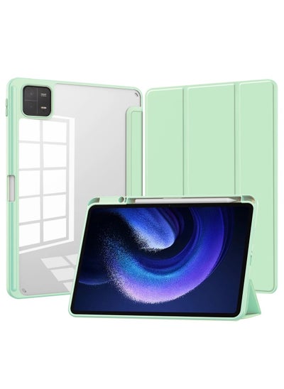 Buy Case For Xiaomi Pad 6/6 Pro 11 Inch Clear Shockproof Back Cover Built-in Pencil Holder Auto Sleep/Wake (Mint Green) in Egypt