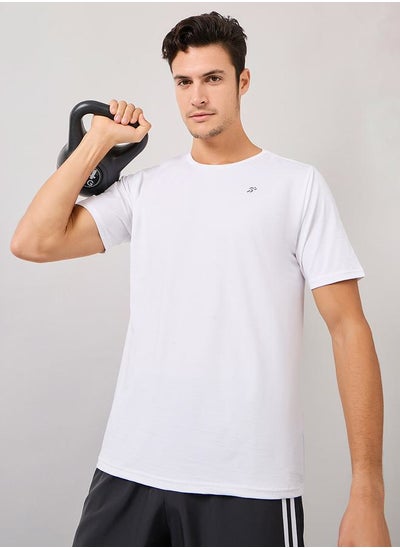 Buy Stretch Texture Workout T-Shirt with Logo Detail in Saudi Arabia