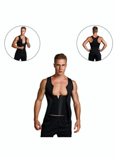 اشتري Men's Waist Trainer Vest Abdomen Compression Shapewear Girdle Tank Top With Front Zipper في الامارات