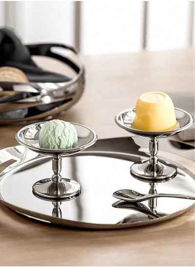 Buy Stainless Steel Dessert Plate, Tall Ice Cream Cup, Afternoon Tea Cake Bowl, Candy Cup, Cute Plates, Candle Holder in UAE