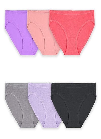 Buy Fruit of the Loom Women's 360 Underwear, High Performance Stretch for Effortless Comfort, Available in Plus Size, Cotton Blend-Bikini-6 Pack-Colors May Vary, 8 in UAE