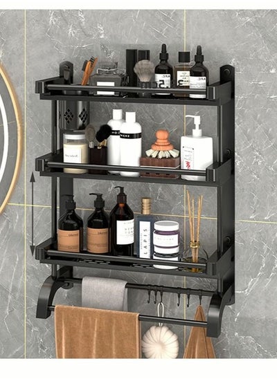 Buy Bathroom Organizer Shelf with Towel BarBathtub Accessories Wall Shelf with Brush Holder 3 Tier Bath Towel Rack Storage Organizer Shelf for Bathroom Kitchen Toilet in Saudi Arabia