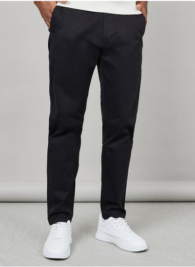 Buy Solid Slim Fit Cotton Stretch Chinos in Saudi Arabia