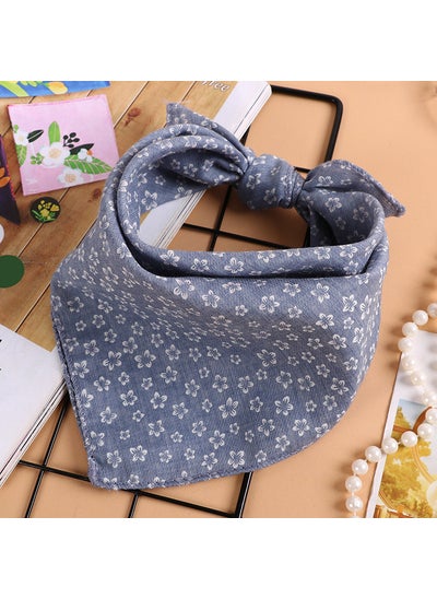 Buy Korean Fashion Kids Cotton Bandana ScarfFloral Denim Blue Floral Denim Blue in UAE