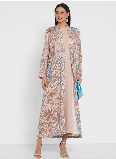 Buy Floral Print Abaya Set in UAE