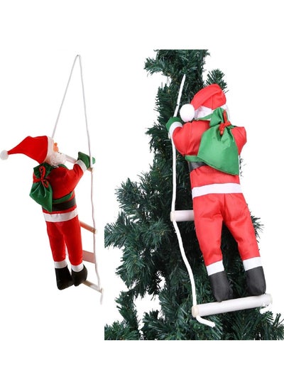 اشتري Santa Claus Climbing on Rope Ladder Christmas Tree Hanging Pendant Climbing Santa Plush Doll Xmas Tree Hanging Ornament for Indoor Outdoor Christmas Holiday Decoration (One person ladder) في الامارات