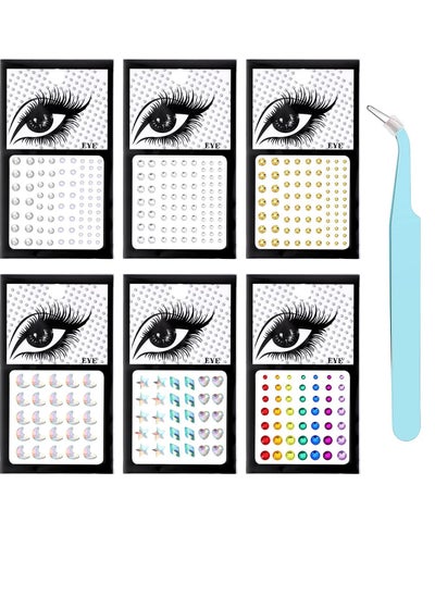 Buy Bindi Dots Face Jewels Face Jewelry For Women Face Gems Stick On Eye Forehead Crystals Sticker Tears Rainbow Pearl Rhinestones For Makeup Party Festival Accessory Nail Art Decoration(6 Sheets) in UAE