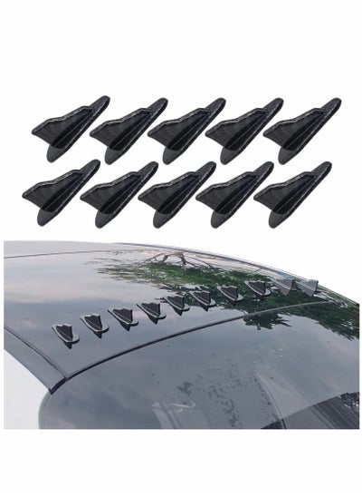 Buy Diffuser Shark Fin Kit Compatible with Spoiler Roof Wing Air Vortex Generator Car Exterior Accessories Carbon Fiber Black (10 PCS) in UAE