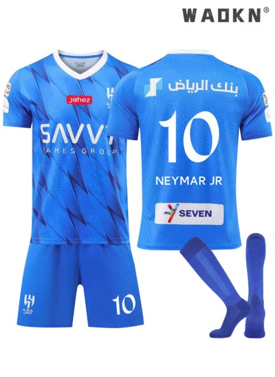 Buy No. 10 Football Jersey Set Football Soccer Jersey Set Youth Sizes Football Tracksuits for Kids Fans League Riyadh Crescent Jersey Home No #10 Neymar JR Soccer Jersey in Saudi Arabia