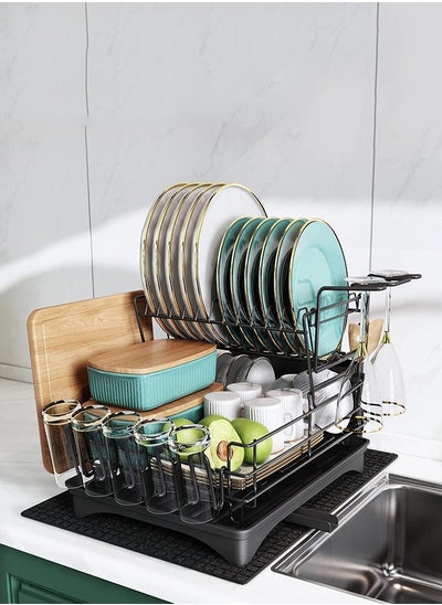 Buy Double Dish Rack Kitchen Counter Drying Rack Stainless Steel Large Dish Filter Sink Drain Plate Cutlery Rack, Cup Rack in UAE