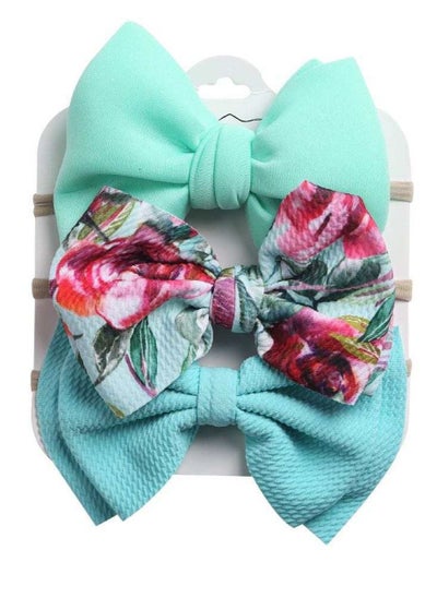 Buy The Girl Cap Elastic Baby Headband Stretchable Nylon Assorted Hairbands Hair Accessories for Baby Mint Green 3pcs in UAE