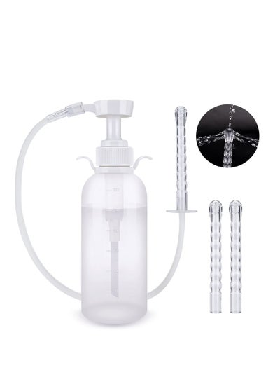 Buy 300ml  Douche Cleaner -  Douche Cleaning Kit Enema Bottle with 3 Nozzle Tips - Reusable Manual Pressure Enemas for Douche, Water Colon Cleansing Gifts for Women(300ml/10.1oz) in UAE