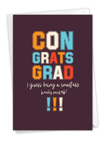 اشتري 1 Funny Graduation Greeting Card Congrats For Graduate Notecard Stationery For School College Smartass C6947Gdg في الامارات