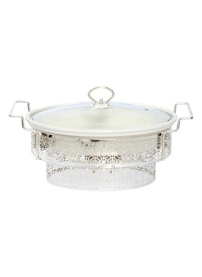 اشتري Rabat Oval Casserole, White & SIlver - 31.5 cm في الامارات