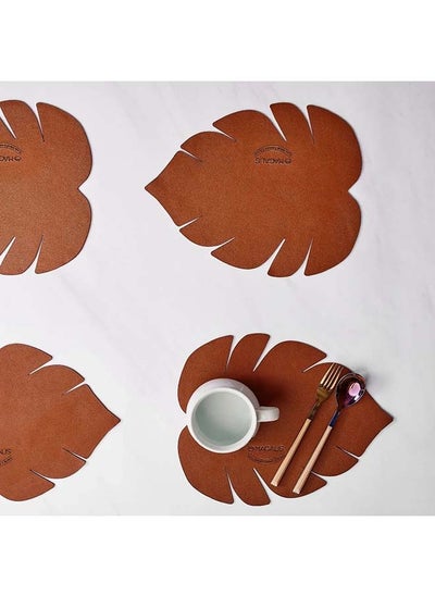 اشتري 4Pieces Foglia Leather Placemat - Ginger Bread في مصر