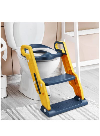 Buy Potty Training Seat, Adjustable Toilet Pad Seat with Grip Handlers, Foldable Kids Toilet Ladder Step Stool Chair for Toddler Baby Boy Girl (Blue) in Saudi Arabia