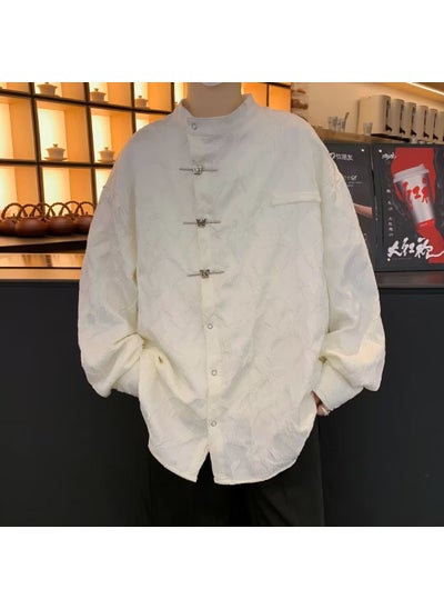 Buy Retro Chinese Style Butterfly Clasp Shirt for Men White in UAE