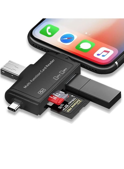 اشتري SD Card Reader for Android, Micro to USB Adapter, C Camera Memory Reader, Wansurs PC Phone Pads (7 in 1, Black) في الامارات