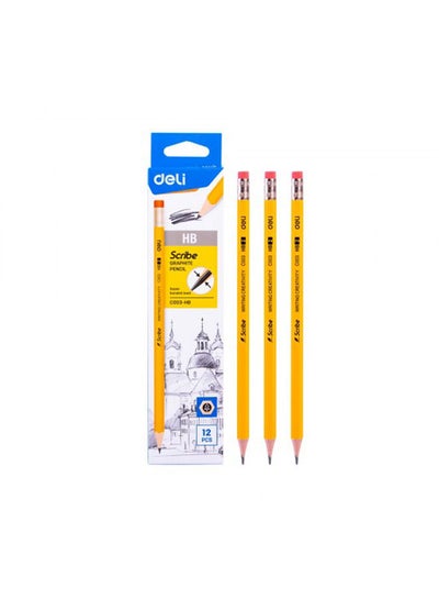 Buy Pack of 12 Graphite Pencil - Hb With Eraser EC004-HB in Egypt