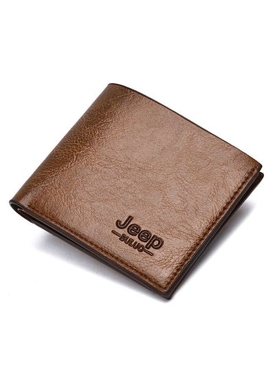Buy Short Bifold Synthetic Leather Wallet With Credit Card Holder Short Horizontal Soft Business Wallet Leisure Fashion Wallet Light Brown in Saudi Arabia