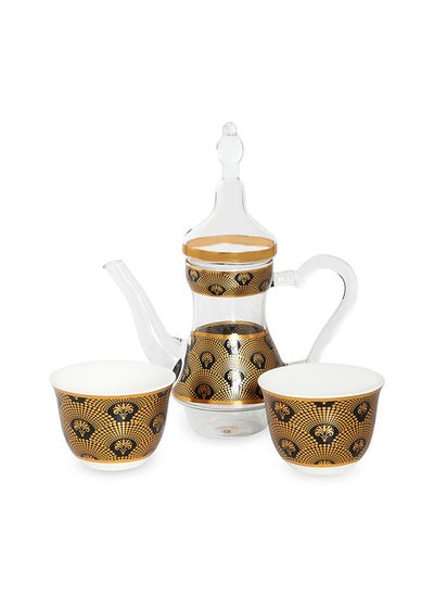 Buy Elan Mini Teapot/2 Cawa Cups Gold/Black in UAE