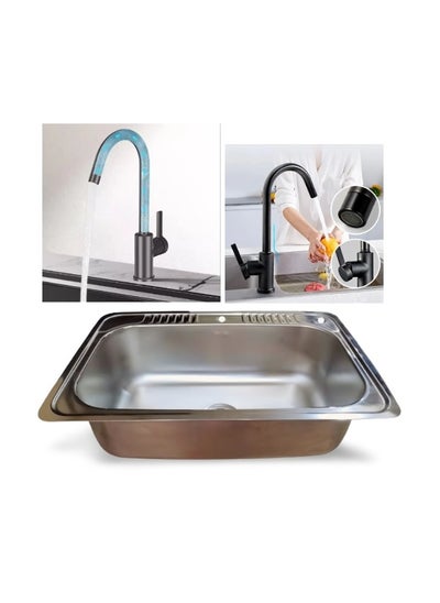 Buy Kitchen sink 80 by 50 with kitchen mixer with moving spray in Egypt